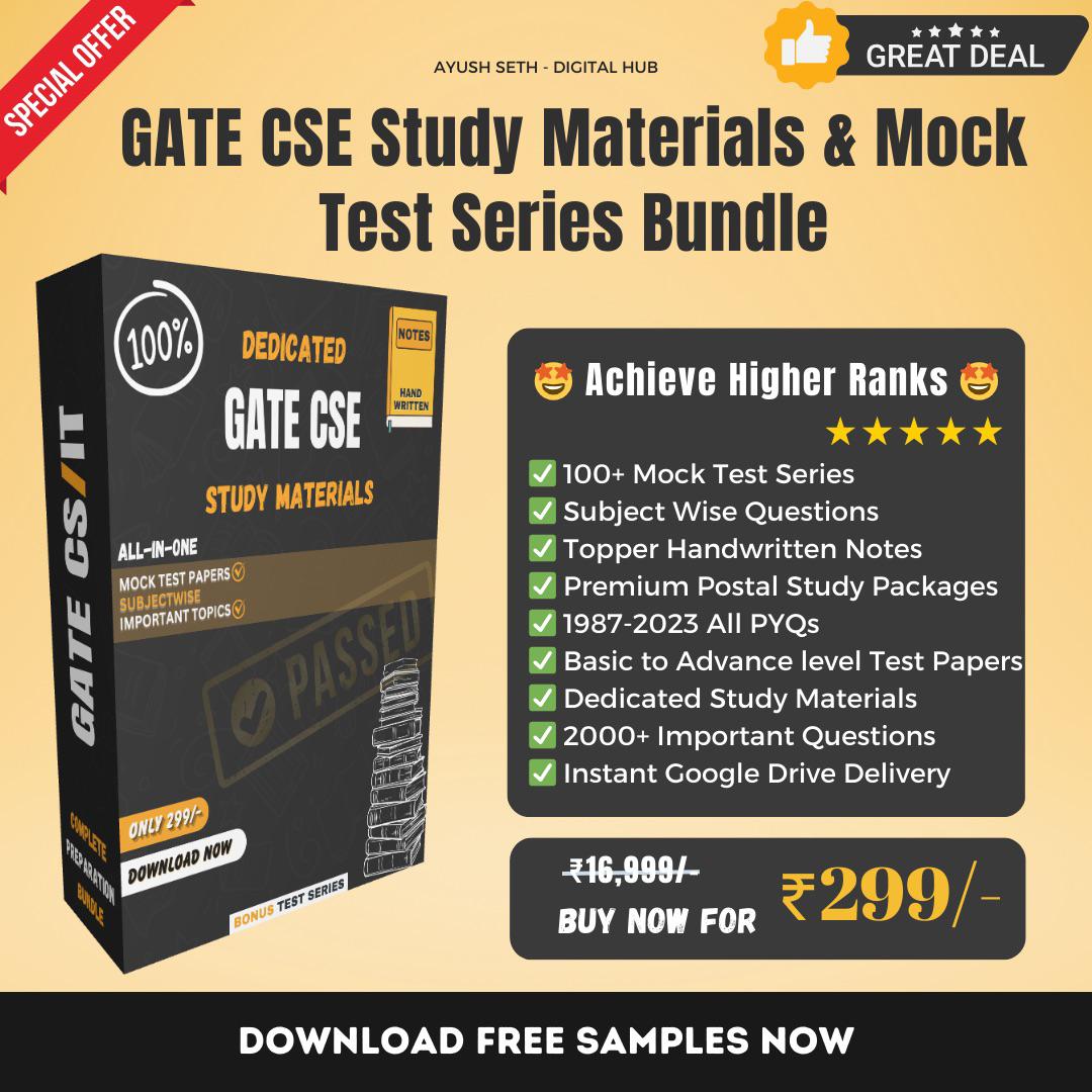 Very rare GATE CSE Study Materials & Mock test series bundle